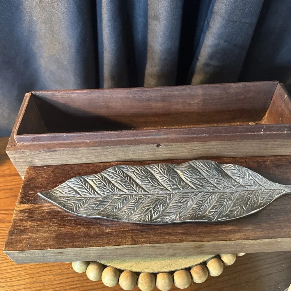Fireplace Mantle Match Box With Silver Leaf | Tall Long Matches/OR Dark Finish